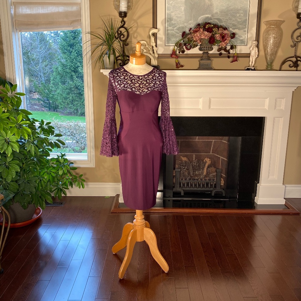 NWT - BA Nites Lace Sleeve Sheath Dress